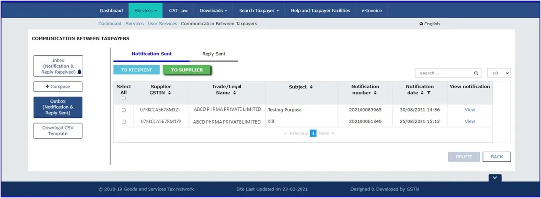 Communication between taxpayer