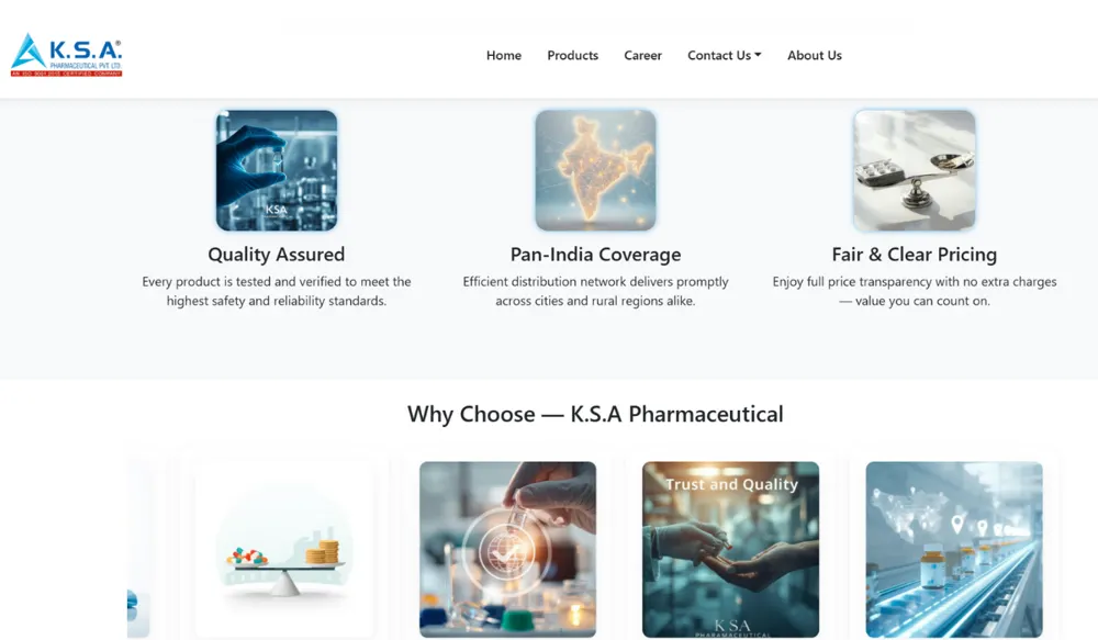 K.S.A Pharmaceutical website built by Kala Softech